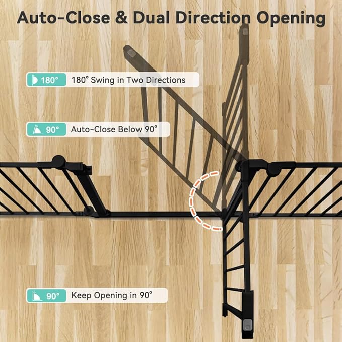 COMOMY 150" Extra Wide Baby Gate with Door, Dog Gates for The House Doorways Fireplace, Auto Close Baby Fence Play Area, Walk Through Pet Gate, Hardware Mounted Baby Gate, 6-Panels (30" Tall, Black)