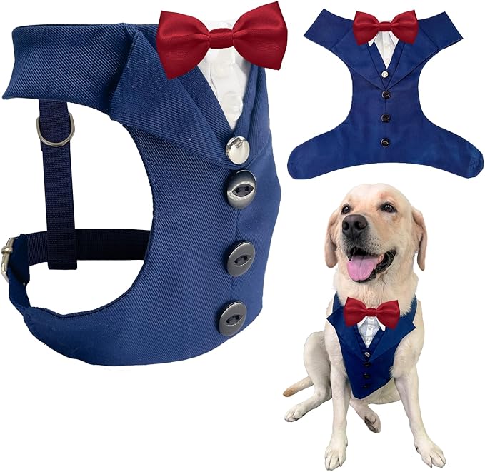 AVERYDAY Dog Tuxedo for Wedding Outfit, Dog Suit and Tie Costumes for Birthday, Halloween, Cosplay, Christmas Party, Pet Formal Wear with Bowtie, Tux for Medium Large Dogs, Bulldog, Labrador, Husky