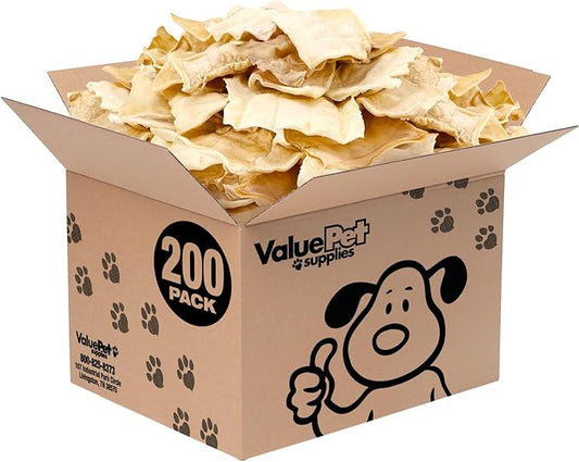 ValueBull USA Rawhide Chips, 200 Count Bulk Pack - Natural & Safe, USA Beef Hide, Long Lasting, Chemical Free, No Artificial Flavors