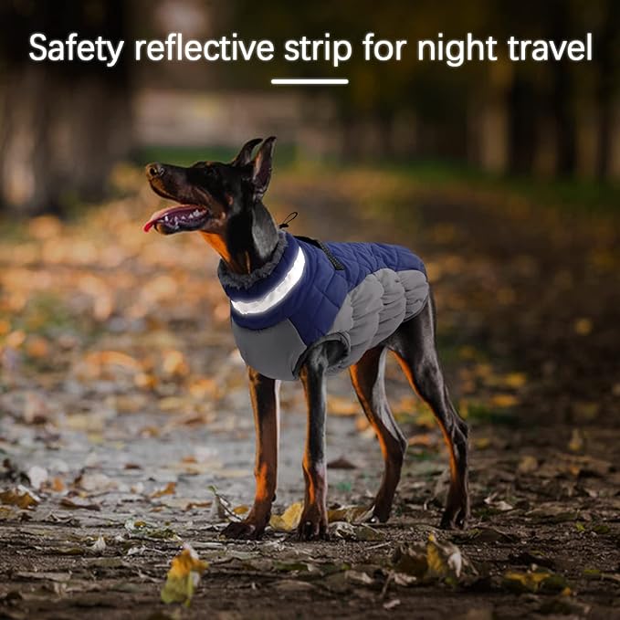 Small Dog Coat,Dog Jackets for Small Dogs,Warm Winter Jacket, Puppy Coat with Harness Built in,Waterproof Dogs Jacket,Puppy Cold Weather Coats,Pet Winter Clothes Snowsuit Shih Tzu Bichon,Blue