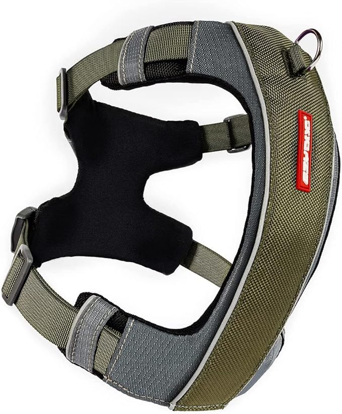 EzyDog X-Link Dog Harness – Reflective and Padded No Pull Dog Harness for Training and Everyday Walks with 2 Leash Attachment Points (Small, Olive)