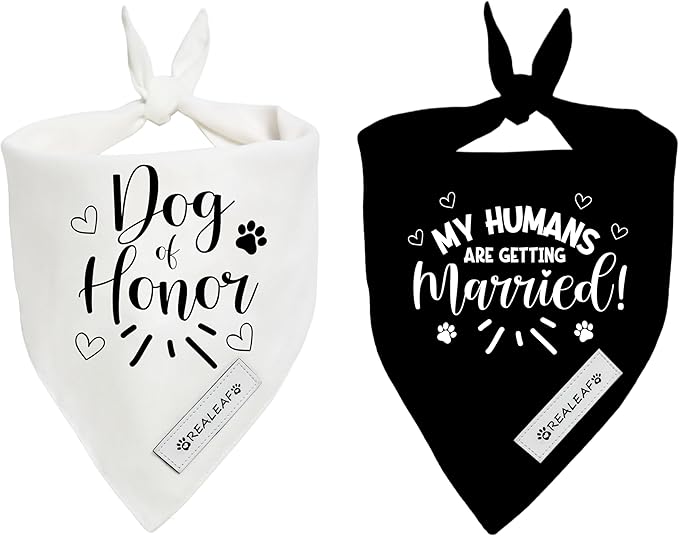 Realeaf My Humans are Getting Married Dog of Honor Dog Bandana,Wedding Outfit for Boy and Girl, Premium Durable Fabric, Engagement Announcement for Large and XLarge Dogs (X-Large)
