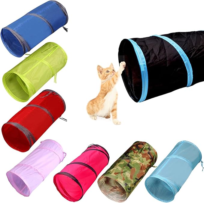 Cat Tunnel for Indoor Cats Interactive, Rabbit Tunnel Toys, Pet Toys Play Tunnels for Cats Kittens Rabbits Puppies Crinkle Collapsible Pop Up Royal Blue 20"