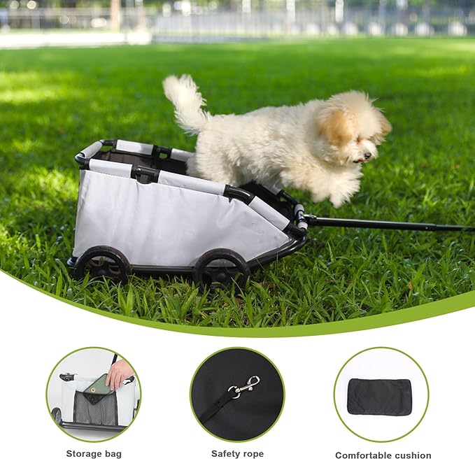 Dog Stroller 4 Wheels Folding Dog Cart Pet Stroller for Travelling Shopping Walking Playing for Small Dogs Cats (Gray)