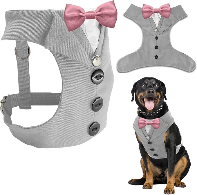 AVERYDAY Dog Tuxedo for Wedding Outfit, Dog Suit and Tie Costumes for Birthday, Halloween, Cosplay, Christmas Party, Pet Formal Wear with Bowtie, Tux for Medium Large Dogs, Bulldog, Labrador, Husky