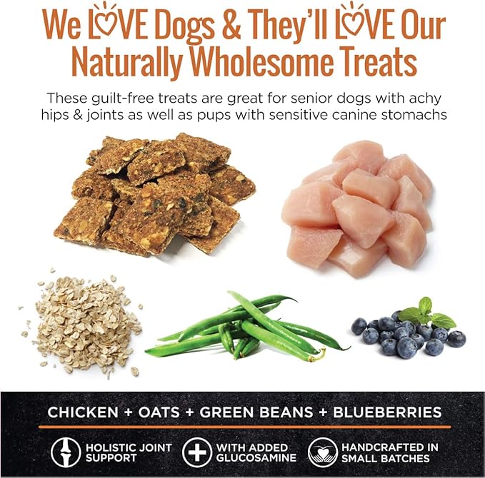 Smart Cookie All Natural Dog Treats - Healthy Hip and Joint Chicken Dog Biscuits with Glucosamine - Ideal for Senior Dogs and Sensitive Stomachs - Dehydrated, Crunchy, Human-Grade, Made in USA - 8oz