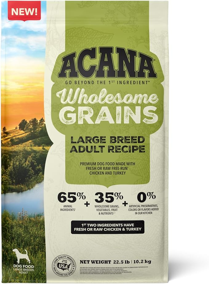 ACANA Wholesome Grains Dry Dog Food Large Breed Adult Recipe 22.5lb Bag