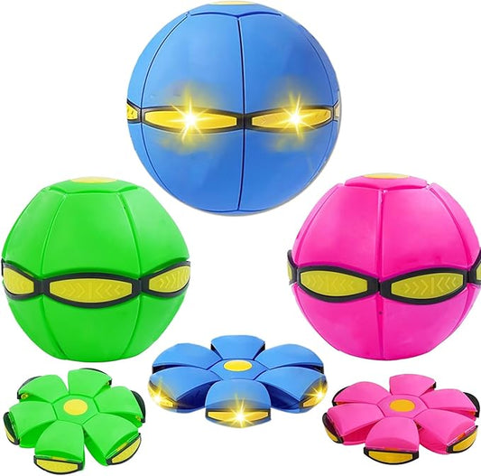 FlidRunest 3-Piece Flying Saucer Dog Toy Set, Interactive LED Dog Disc Toy