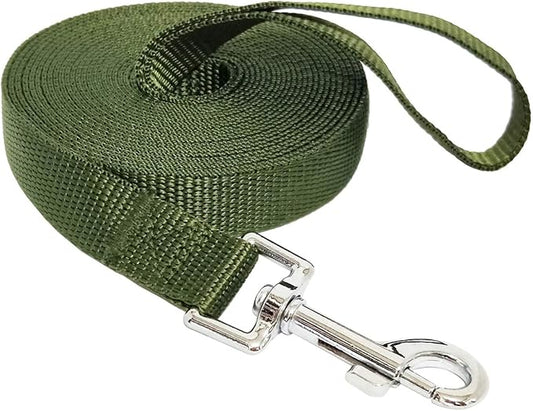 Nylon Training Dog Leash for Small Medium Large Dogs, 15ft 20ft 30ft 50ft Long Leash Dog/Puppy Lead for Obedience Recall Training, Camping (15ft, Green)