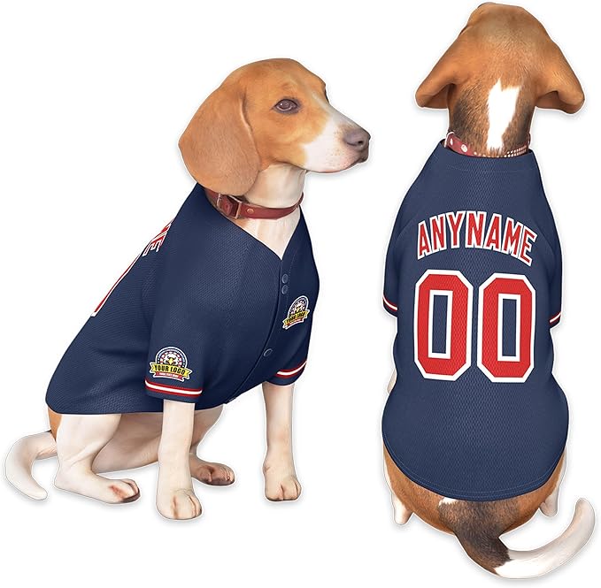 Custom Dog Baseball Jersey with Name Number Logo for Small Pet Dogs-Personalized Dog Shirts