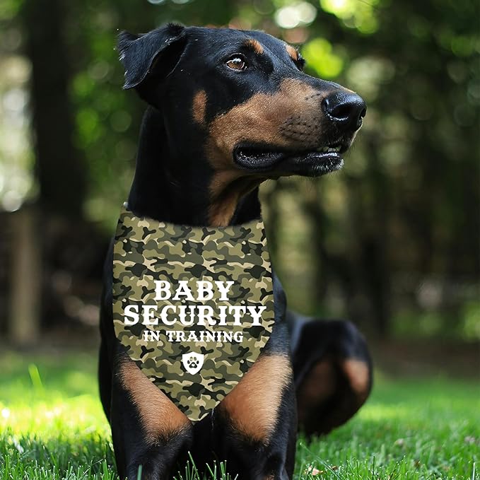 Baby Security in Training Baby Announcement Dogs Bandana Camo Dog Bandana Pregnancy Announcement Photo Prop Pet Scarf Accessories for Dog Lovers Pregnancy Reveal Ideas