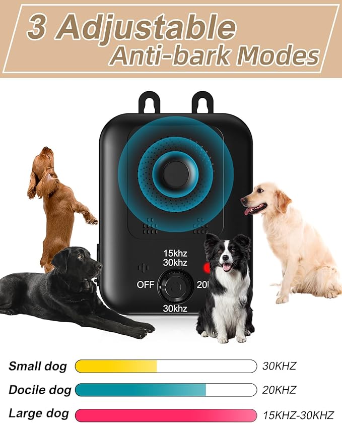 Anti Barking Devices, Auto Dog Barking Control Devices with 3 Modes, Rechargeable Ultrasonic Dog Bark Box Dog Barking Deterrent Devices, Effective Stop Barking Dog Devices for Indoor & Outdoor Dogs 9