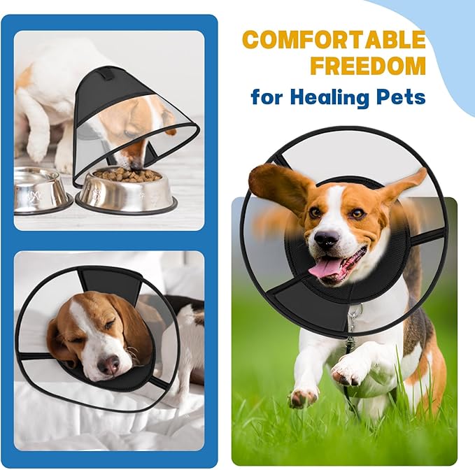 Soft Dog Cone Collar to Stop Licking, Comfortbale Cones for Dogs After Surgery, Adjustabl Dog Recovery Collar for Large Medium Small Dogs