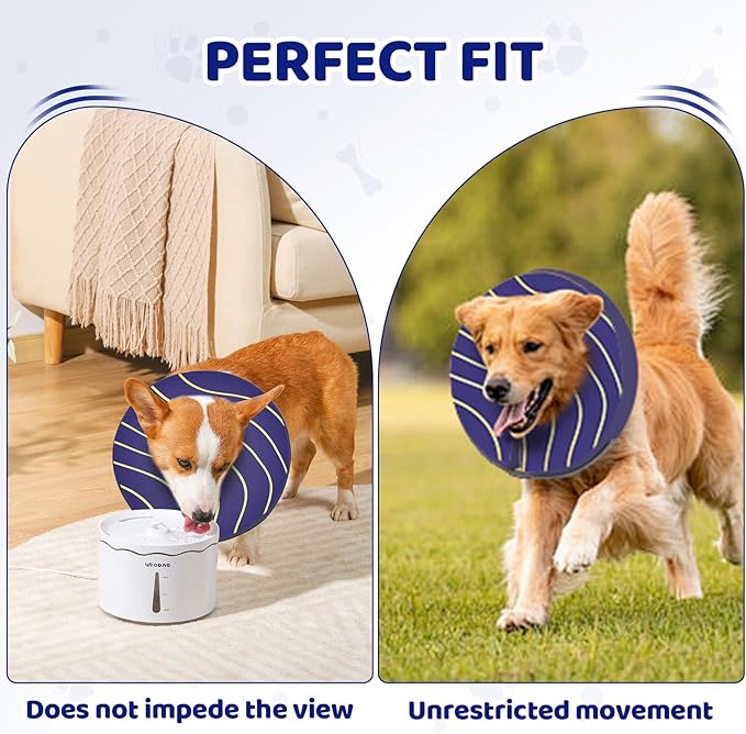 Adjustable Inflatable Dog Cone Collar for Surgery Recovery, Soft Cone for Dogs & Cats, Portable & Washable Dog Donut Collar, Large Cat Cone E Collar (Indigo XL)
