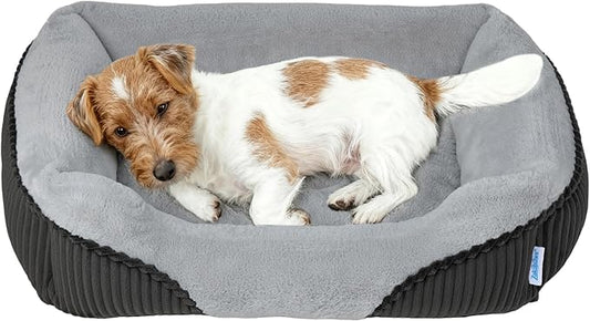 Washable Orthopedic Dog Bed - Soft Calming Pet Cuddler with Anti-Slip Bottom, Durable Plush Puppy Bed for Sleeping and Resting, Medium(25"x21"x7")