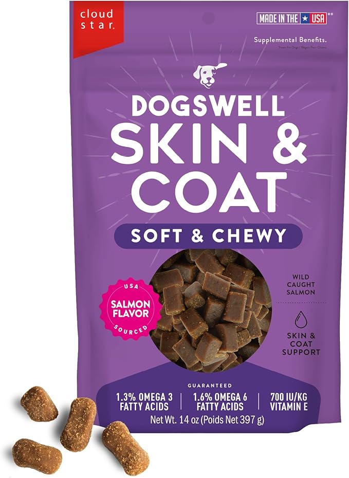 DOGSWELL Skin & Coat Soft & Chewy Dog Treats, Salmon, 14 oz. Bag