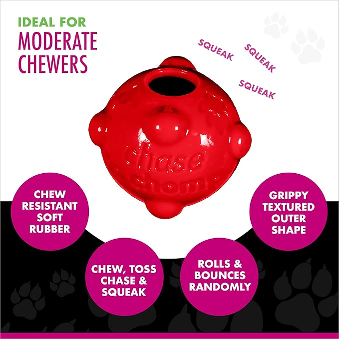 Chase 'n Chomp Dog Amazing Squeaker Ball Toy for Pets, Molecule, 2.5 Inch small Breeds