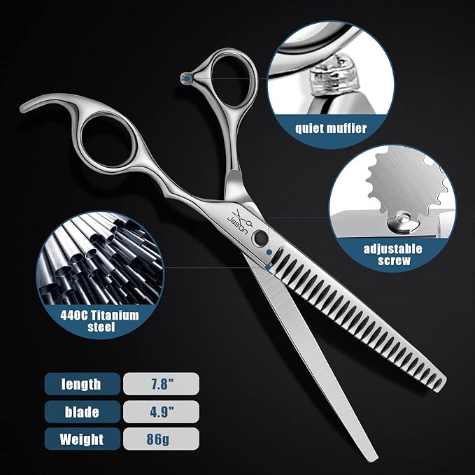 JASON 7.5" Professional Dog Grooming Chunker Scissors Japanese Stainless Steel Dog Chunker Shear for Pet Groomer