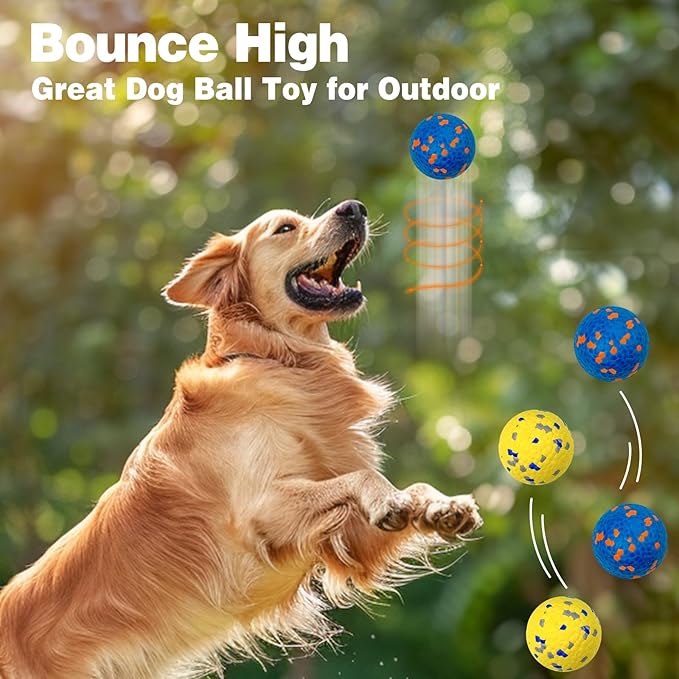 Dog Balls for Aggressive Chewers, Floating Toy for Water Fetch, Bouncy Indestructible Teething Chew and Tennis Balls for Small Medium Large Dogs - 2 Pack