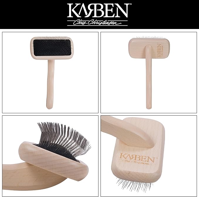 Chris Christensen Karben II Slicker Brush for Dogs, Groom Like a Professional, Ideal For All Coat Types, Remove Shedding Coat, Tangles and Dead Undercoat, 17 mm Stainless Steel Pins, Small