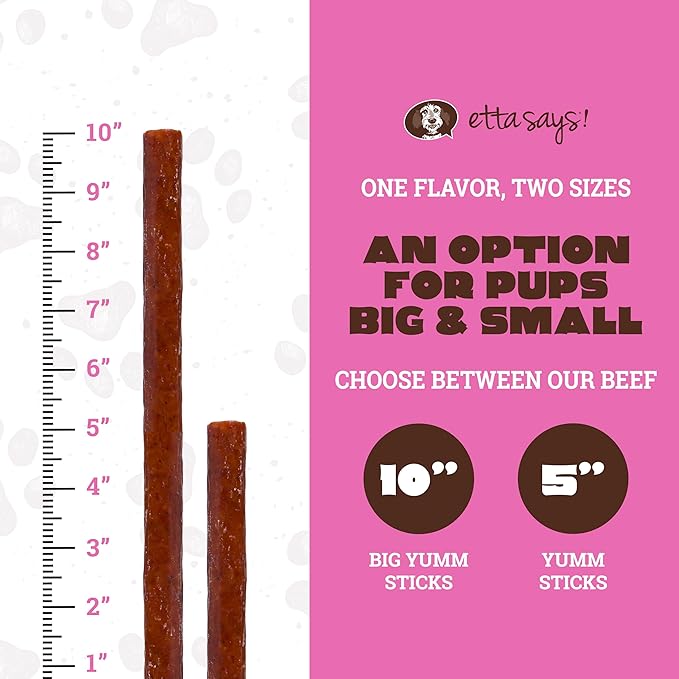 etta says! Big Yumm Sticks - Real Meat Pork Dog Jerky Treats - Human Grade - Made in The USA (24 Count Pack of 1)