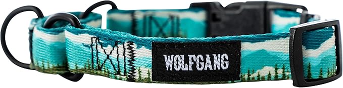 Wolfgang Heavy Duty Martingale Dog Collar with Quick Release Nylon Buckle for Walking & Training, GreatEscape Print, Small