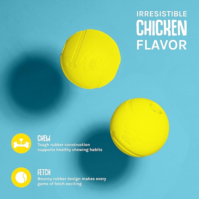 Chew King Flavored Rubber Ball Collection, 3 Inch Chicken Flavor Rubber Balls 2-Pk