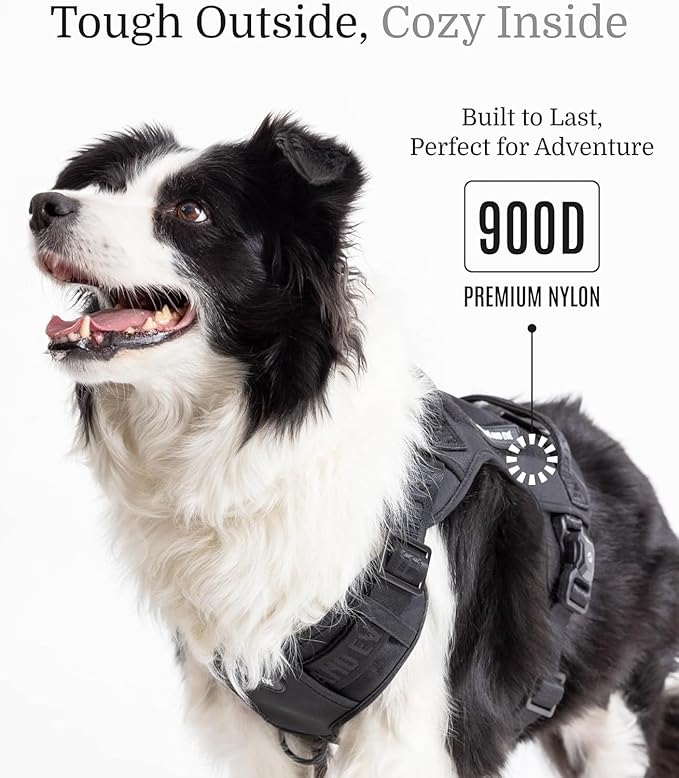 2025 New Edition, Fei & Eve MagEase Dog Harness - 3-Second Magnetic Buckles | 3-Point No-Pull Control | Heavy-Duty 900D Nylon | Dual Safety Handles | Breathable Mesh | Adjustable Fit | Medium,Black
