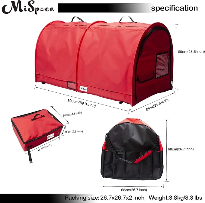 Mispace Portable Twin Compartment Show House Cat Cage/Condo - Easy to Fold & Carry Kennel - Comfy Puppy Home & Dog Travel Crate with Portable Carry Bag/Two Hammocks/Mats and Collapsible Litter Box