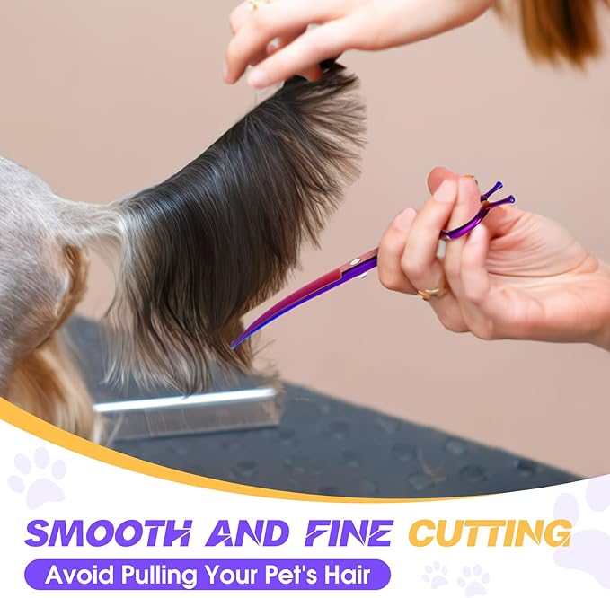 JASON Dog Scissors for Grooming - 7.5" Curved Scissors for Dog Grooming with Round Tips, Japanese 440C Stainless Steel Curved Shears with Diamond Adjustable Screw