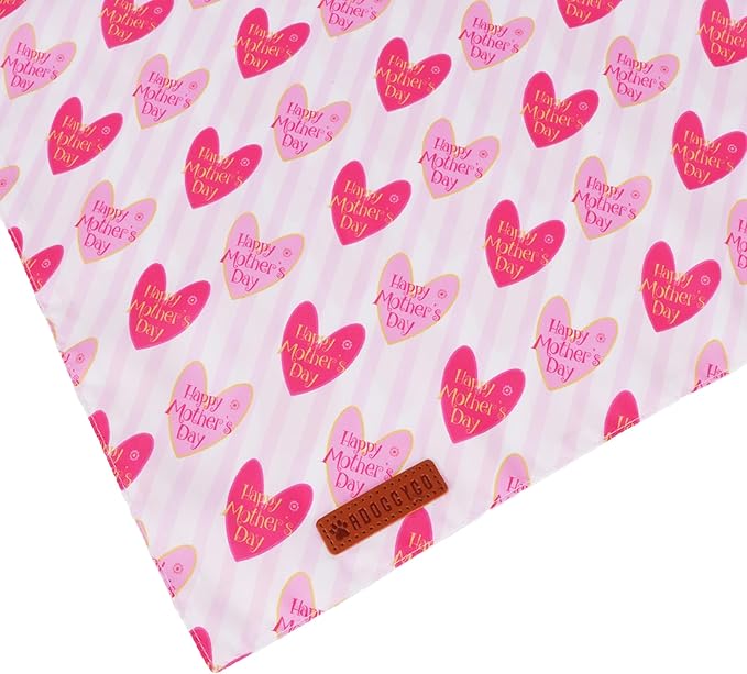 ADOGGYGO Mothers Day Dog Bandanas, Reversible Pink Pet Scarf, Premium Durable Fabric, Adjustable Fit Holiday Bandanas for Medium Large Dogs Pets (Large)
