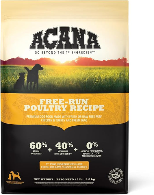 ACANA Grain Free Dry Dog Food Free Run Poultry Recipe 13lb Bag