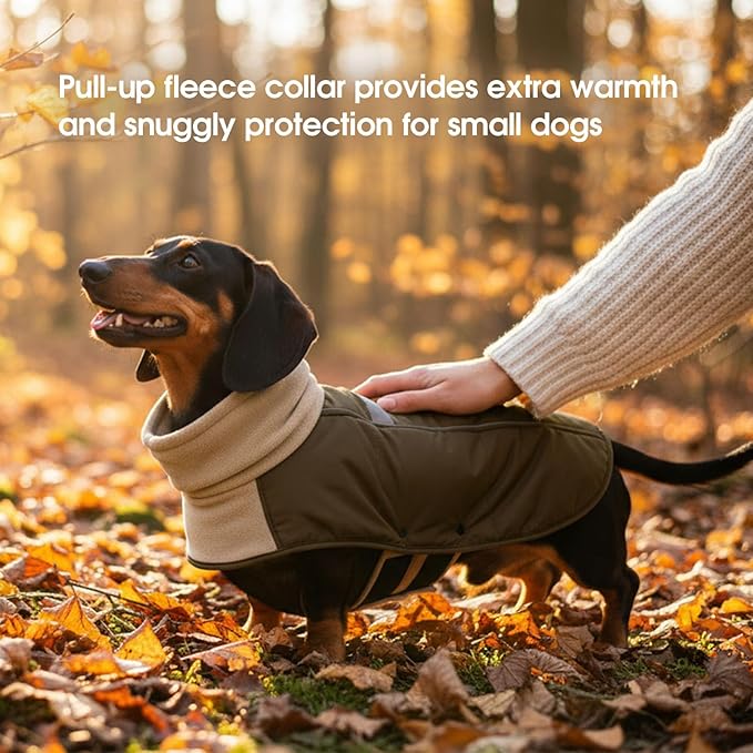 ASENKU Dog Coat, Dog Winter Jackets with Fleece Turtleneck, Windproof, Reflective Pet Snow Jacket Doggie Vest for Cold Weather, Coats for Medium Dogs, Army Green, M