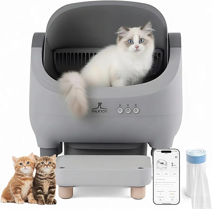 Automatic Litter Box, Upgraded Self Cleaning Litter Box for Multiple Cats with Step, Smart App Control, Long-Lasting Durability, Odor Control & Health Monitoring & Safety Protection & Quiet Operation