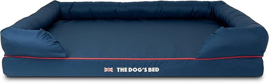 The Dog's Bed Replacement Outer Cover ONLY (Outer Cover ONLY - NO Bed, NO Waterproof Inner) for The Dog's Bed, Washable Oxford Fabric, XXL (Blue with Red Piping UK Embroidery Flag)