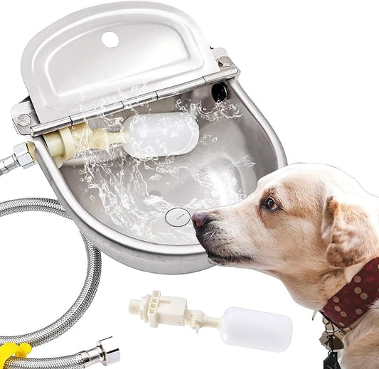 Automatic Dog Water Bowl Dispenser Large Size Pet Waterer Feeder Stainless-Steel Water Trough for Poultry and Small Livestock