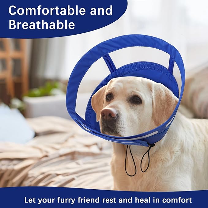ASENKU Dog Cone Collar, Soft Adjustable Cone for Dogs to Stop Licking, Lightweight Recovery Dog Cone After Surgery, Pet E-Collar for Small, Medium & Large Dogs(Blue, XL)