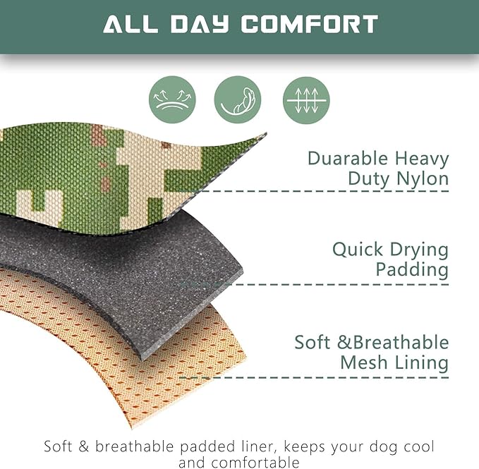 BUMBIN Tactical Dog Harness for Small Dogs No Pull, Famous TIK Tok No Pull Puppy Harness, Fit Smart Reflective Pet Walking Harness for Training, Adjustable Dog Vest Harness with Handle Forest Camo XS