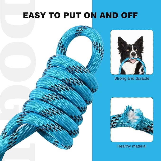 lynxking Slip Lead Dog Leash Reflective, Heavy Duty Comfortable Strong Rope Leash for Large Medium Small Dogs No Pull Training (Light Blue, Large 1/2in x 6ft-Slip Lead)