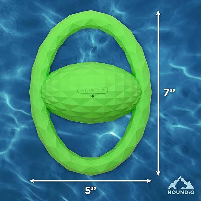 Playology Hound2O Dog Toys | Squeaky Tug Ball Toy for Tug of War | Green Floating Outdoor Toy - Easy to Clean and Made from Non Toxic Materials