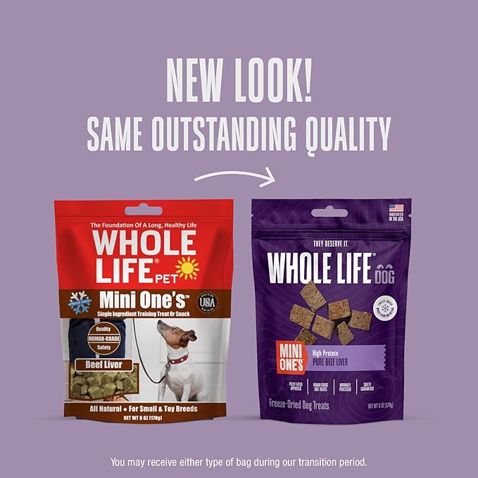Whole Life Dog Mini Ones Beef Liver Freeze Dried Dog Treats - Human Grade High Protein Food, Healthy Training Snacks, Freeze Dried Food Toppers, USA Made Natural Treats - 6 oz (Pack of 1)