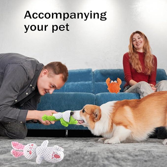 Adorable Plush Cats Squeaky Stuffed Toys Animal Chicken and Whale Soft Durable Set for Dog Birds Pets All Breed Chewers