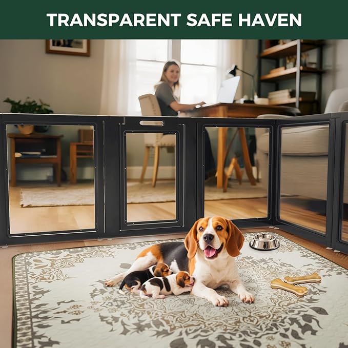 FXW AuraSpace Acrylic Indoor Dog Playpen for Medium Dogs, 35 Inch, 12 Panels, Black