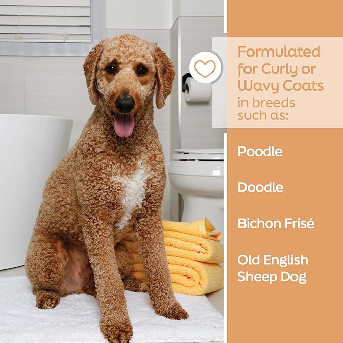 New! Hartz True Coat Curly or Wavy Coat Specific Dog Shampoo, Detangles & Conditions with Oat Milk, Coconut Oil & Shea Butter