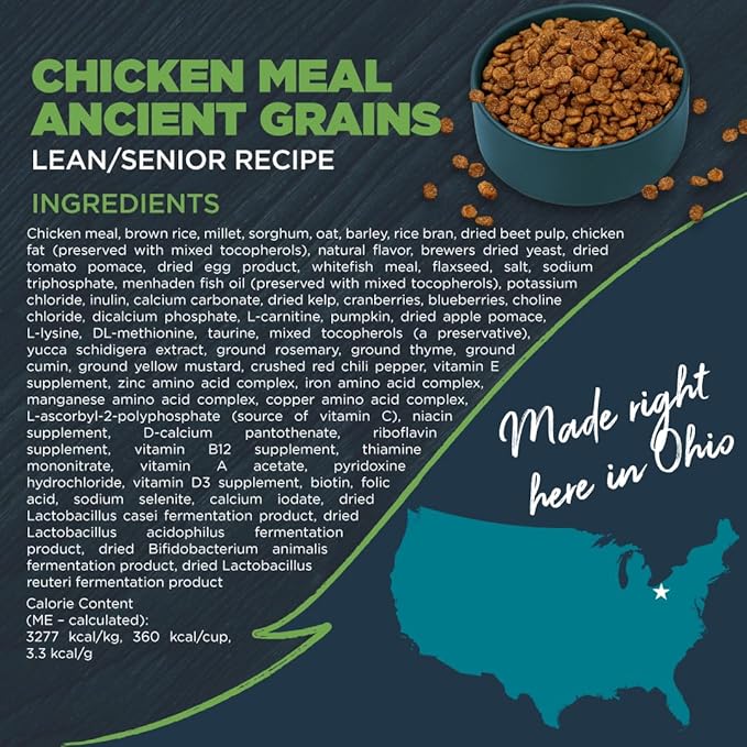 Blackwood Lean/Senior Dry Dog Food, Chicken Meal with Ancient Grains, 24 Pound Bag for Weight Management and Muscle Mass Maintenance