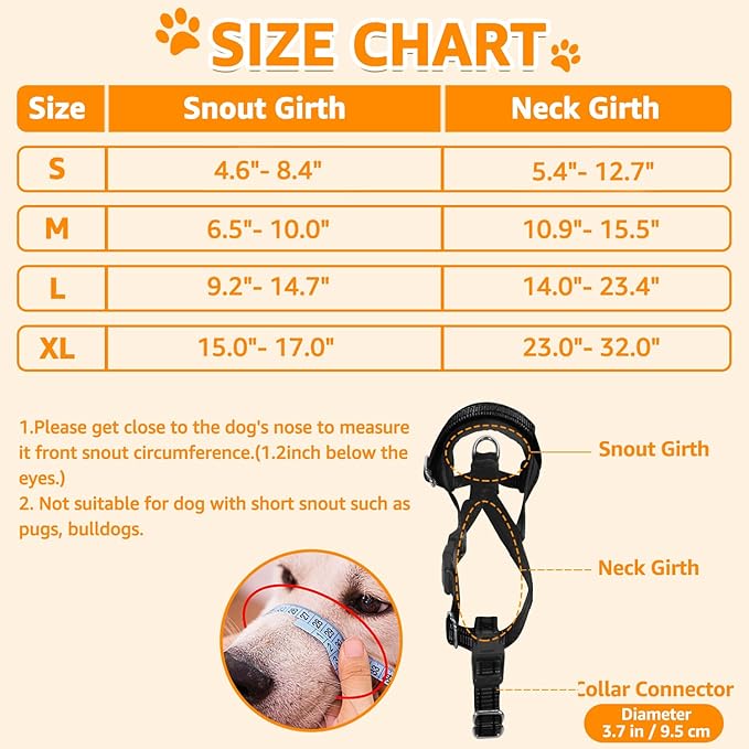 SlowTon Soft Dog Muzzle, Adjustable Padded Nylon Muzzle for Large Medium Dogs Anti Chewing Barking Biting, Allow Dog Pant & Drink (Black, M)