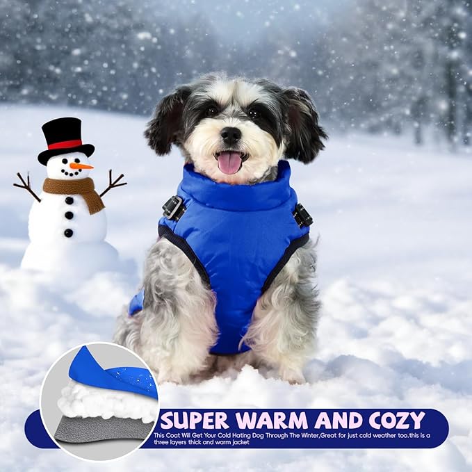 Gyuzh Dog Coat with Harness Puppy Coats Small Dog Harness Jacket Winter Waterproof Jackets for Smal Medium Large Dogs