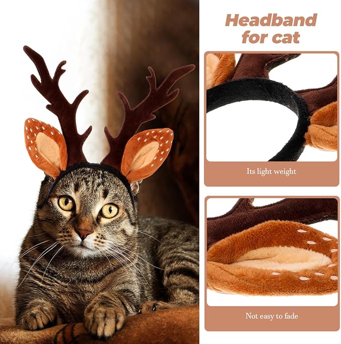 Christmas Halloween Pet Headband for Dog Cat Pet Elastic Band Adjustable,Costume Accessory for Cats and Kittens Comfortable Non-deformable for Holiday Season and Photography - Size M