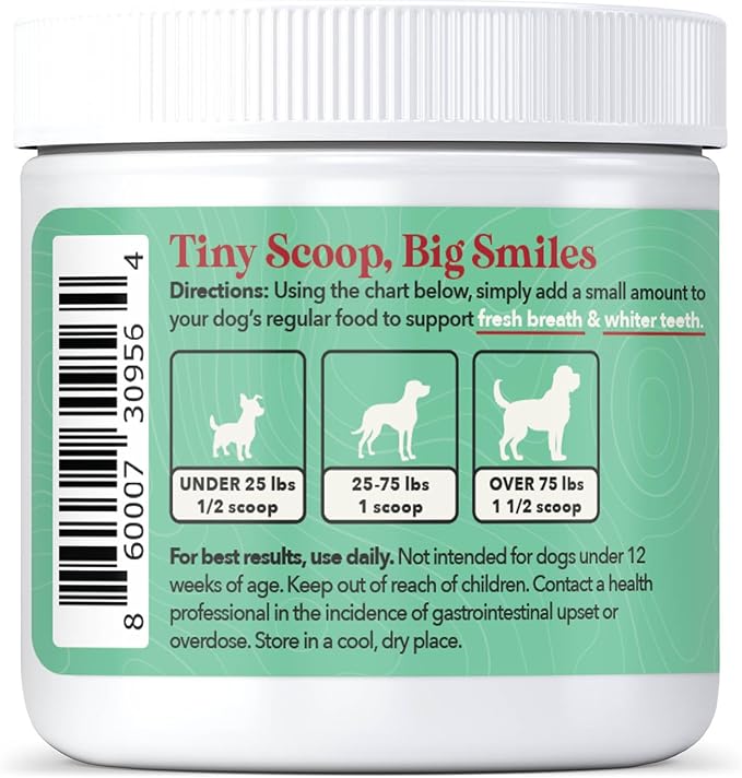 Wild Acre Dental Powder for Dogs - Dog Breath Freshener Dental Powder for Teeth Cleaning Plaque Off, Dental Care for Dogs, Tartar Remover for Teeth - Fresh Breath Probiotics