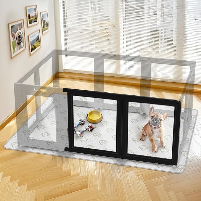 FXW AuraSpace Acrylic Indoor Dog Playpen for Small and Medium Dogs, 30 inch, 2 Panels, Black
